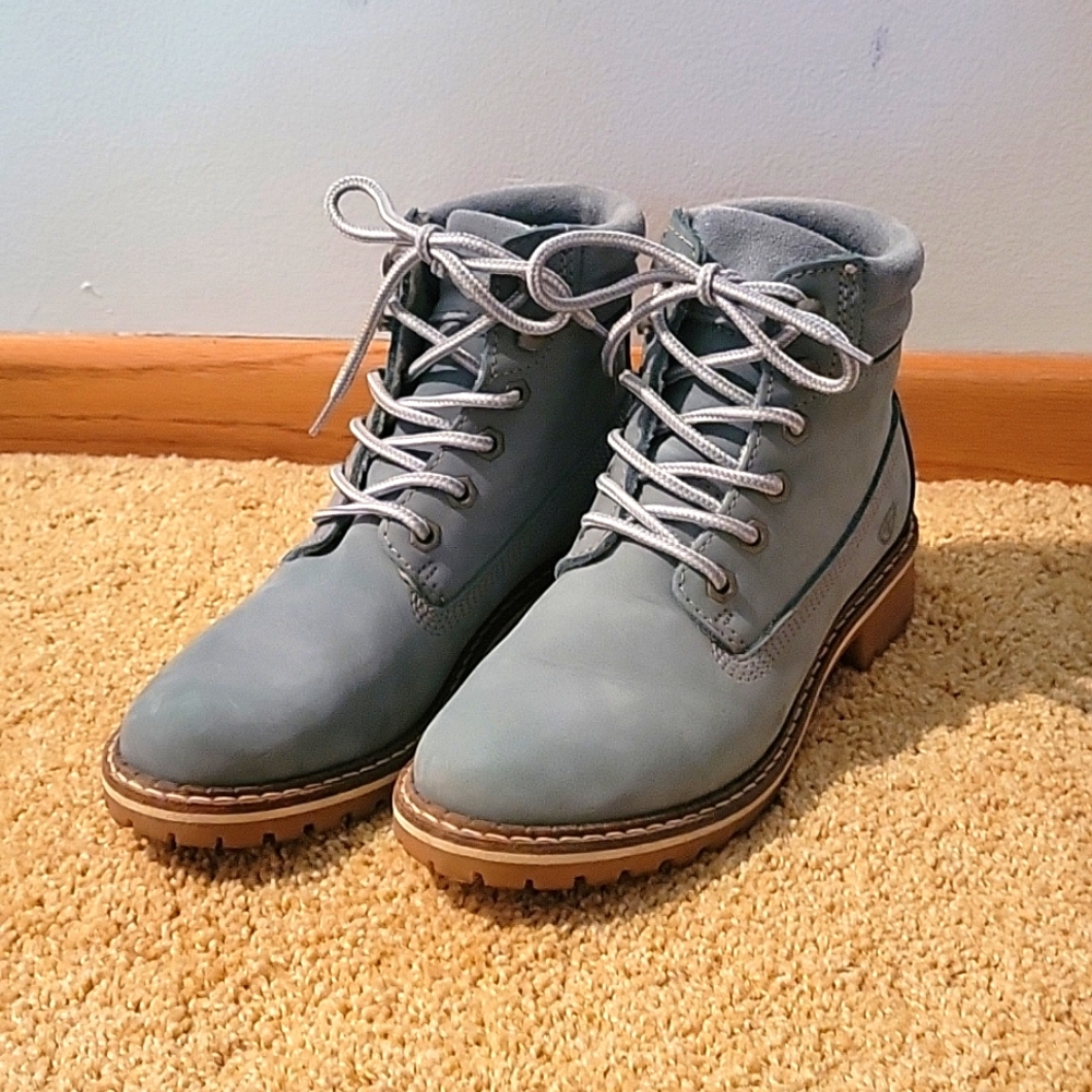 Baby blue suede lace up boots - size 36